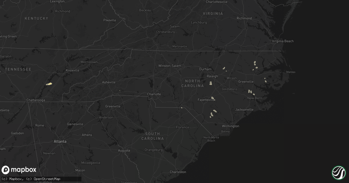 Hail map in North Carolina on August 20, 2026