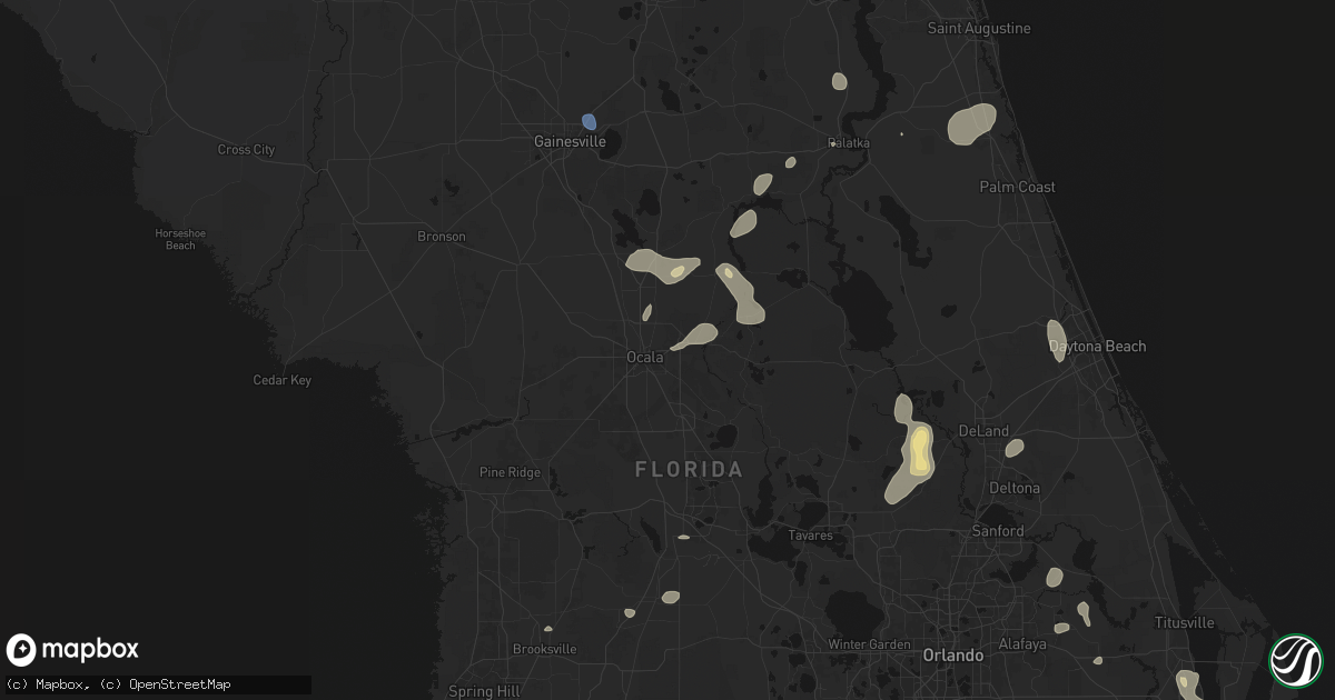 Hail map in Ocala, FL on August 20, 2026