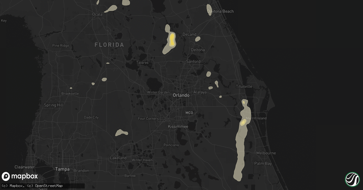 Hail map in Orlando, FL on August 20, 2026