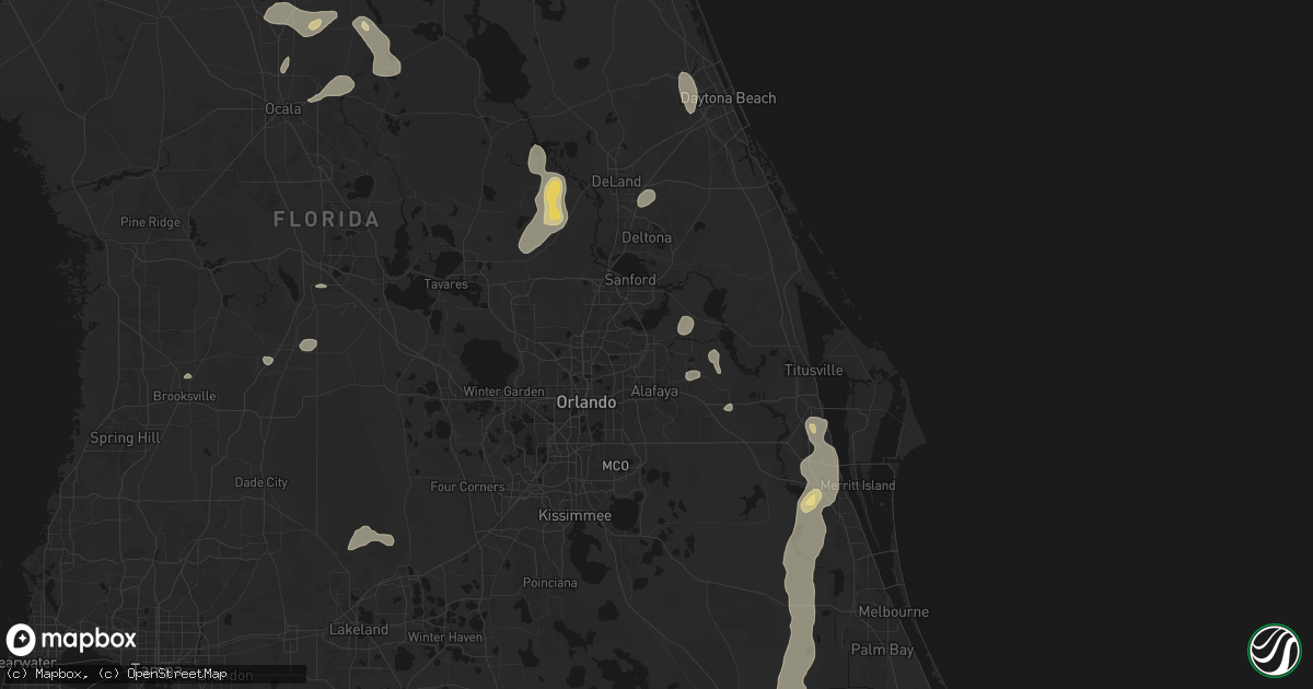 Hail map in Oviedo, FL on August 20, 2026