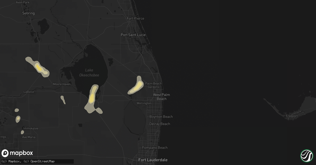 Hail map in Palm Beach Gardens, FL on August 20, 2026