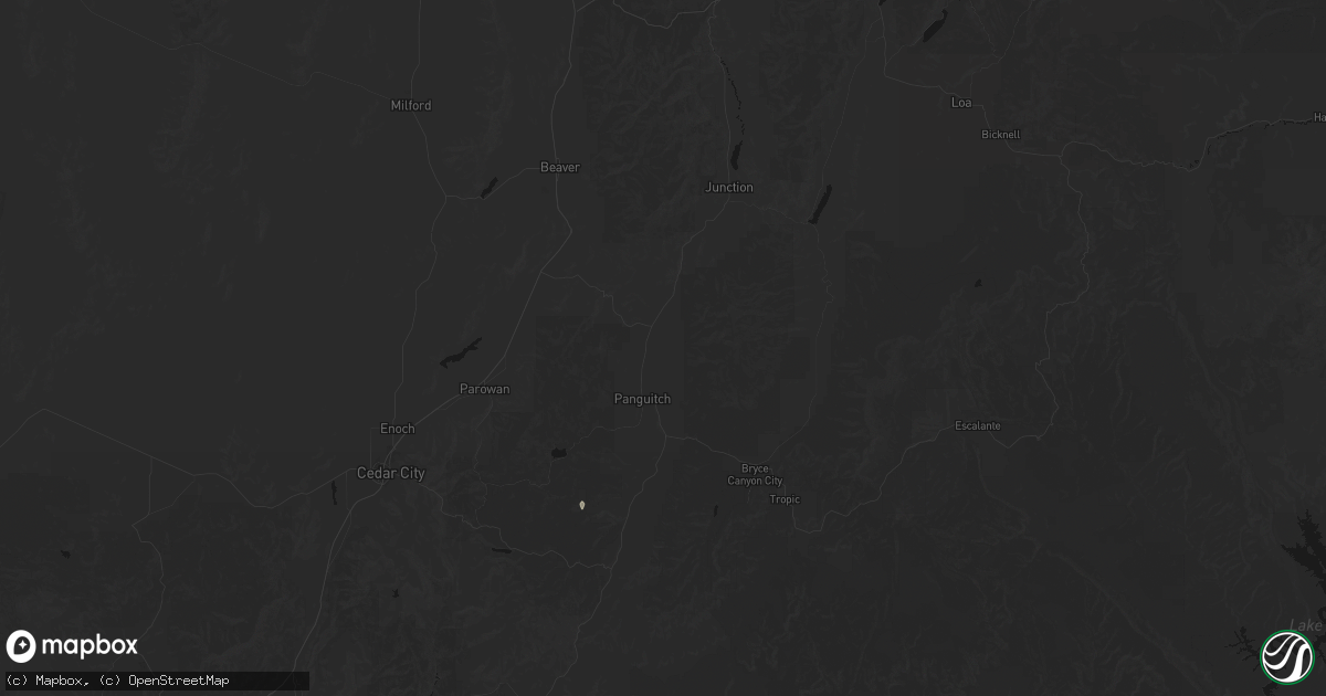 Hail map in Panguitch, UT on August 20, 2026