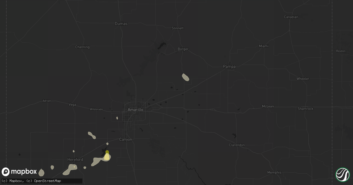 Hail map in Panhandle, TX on August 20, 2026