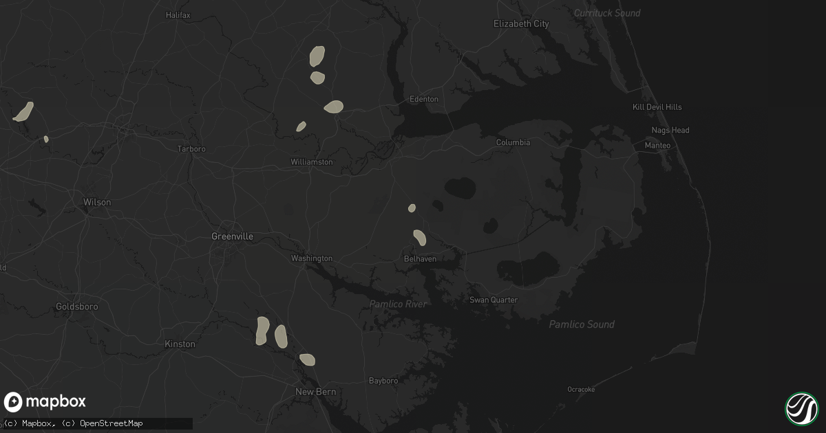 Hail map in Pantego, NC on August 20, 2026