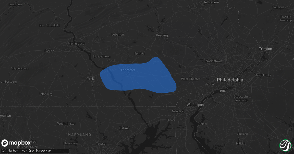 Hail map in Paradise, PA on August 20, 2026