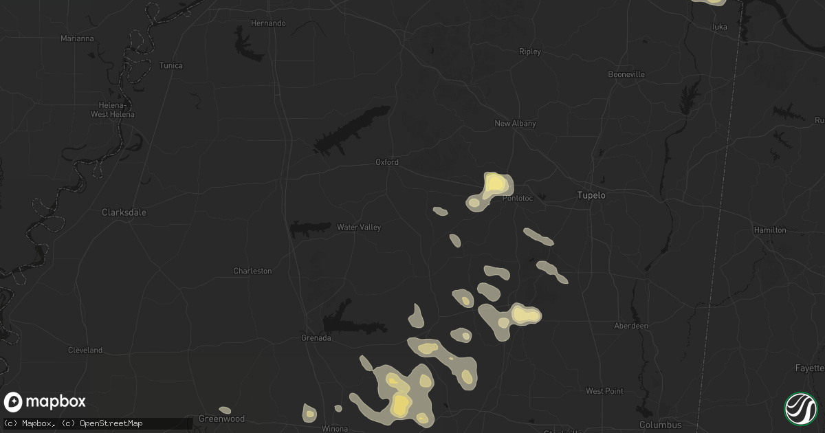 Hail map in Paris, MS on August 20, 2026