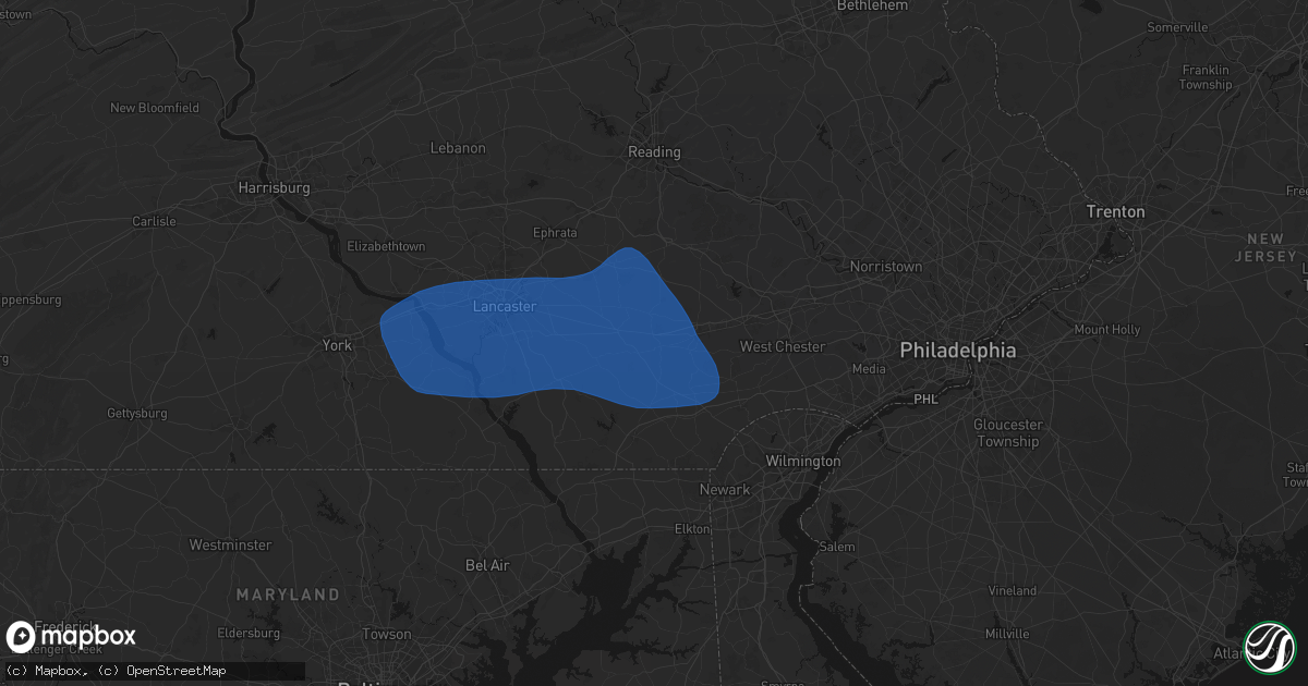 Hail map in Parkesburg, PA on August 20, 2026