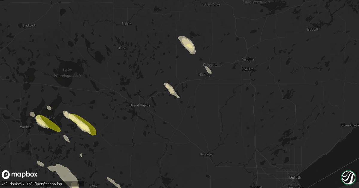 Hail map in Pengilly, MN on August 20, 2026