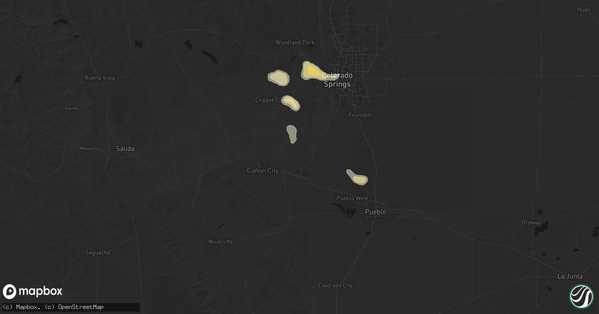 Hail map in Penrose, CO on August 20, 2026