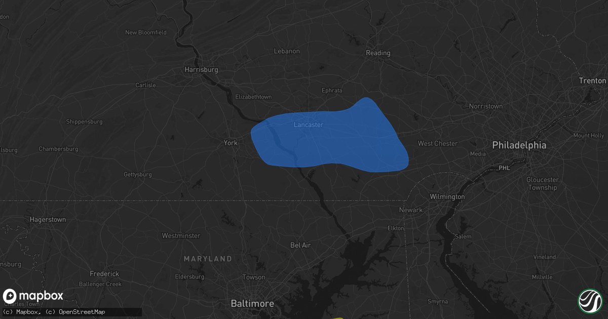 Hail map in Pequea, PA on August 20, 2026