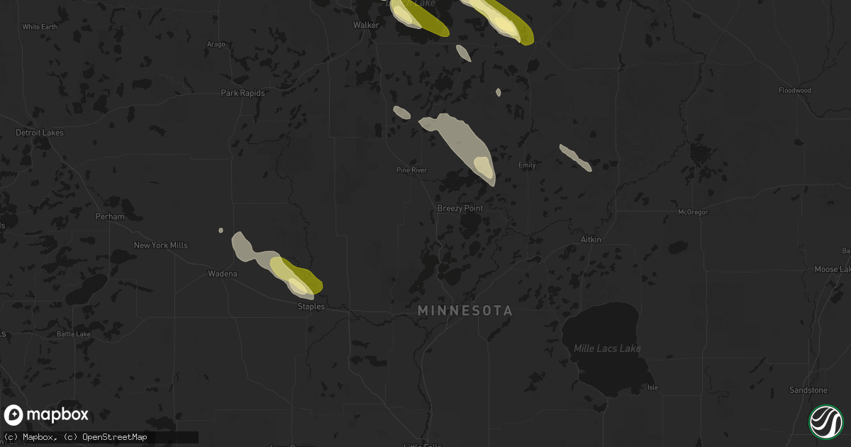Hail map in Pequot Lakes, MN on August 20, 2026
