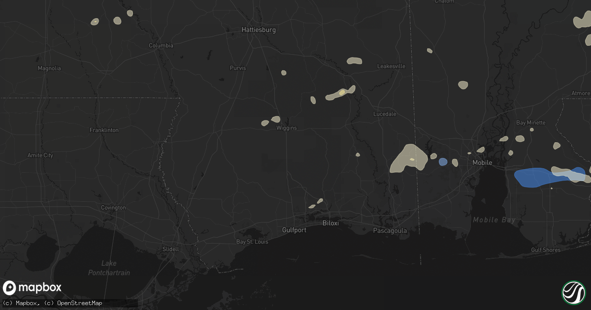 Hail map in Perkinston, MS on August 20, 2026