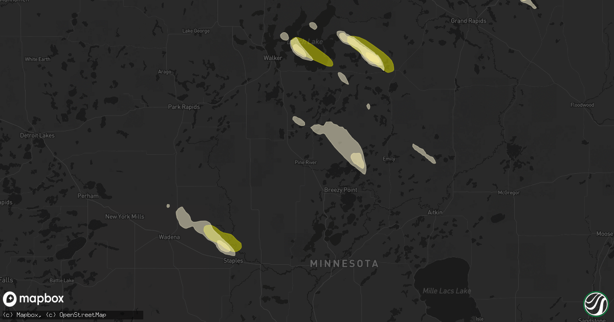 Hail map in Pine River, MN on August 20, 2026