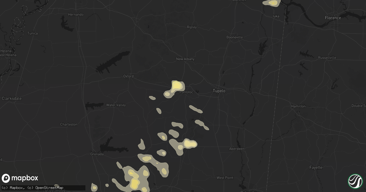 Hail map in Pontotoc, MS on August 20, 2026