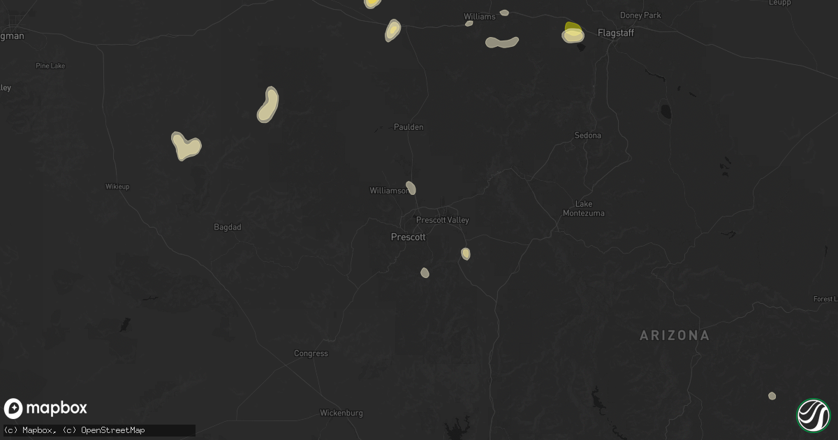 Hail map in Prescott, AZ on August 20, 2026