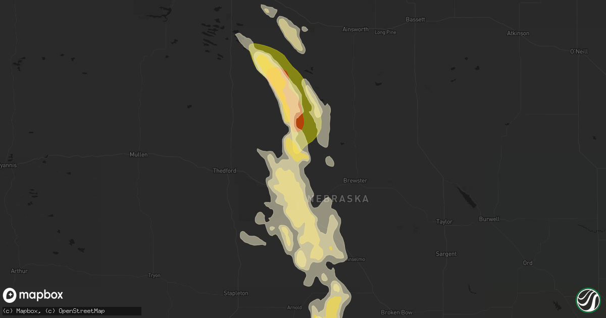 Hail map in Purdum, NE on August 20, 2026