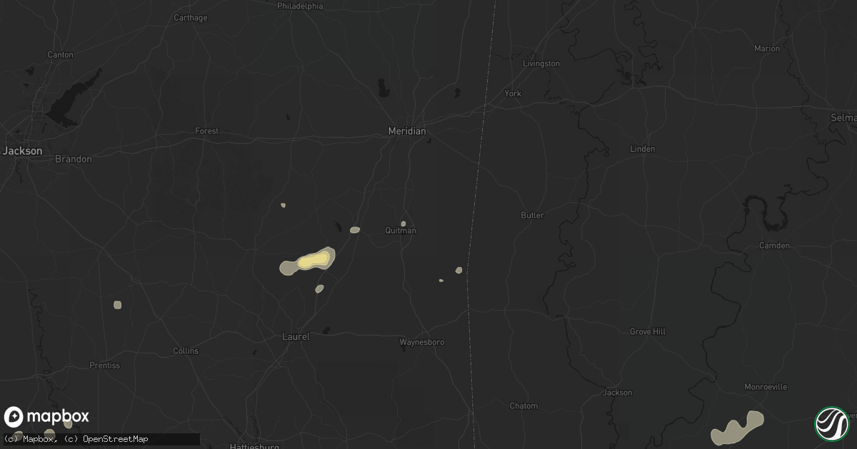 Hail map in Quitman, MS on August 20, 2026