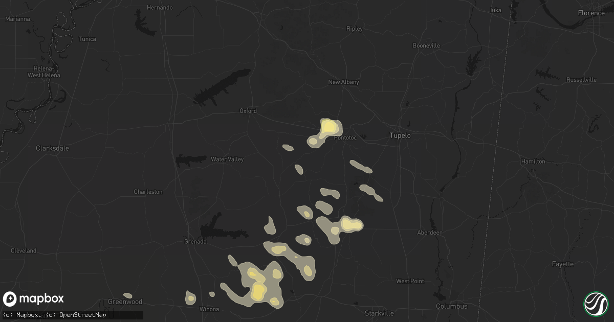 Hail map in Randolph, MS on August 20, 2026