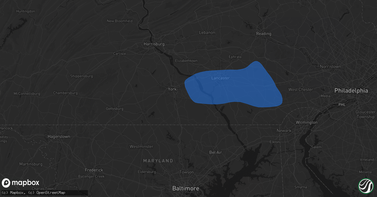 Hail map in Red Lion, PA on August 20, 2026