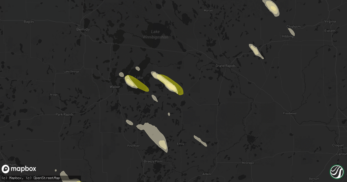 Hail map in Remer, MN on August 20, 2026