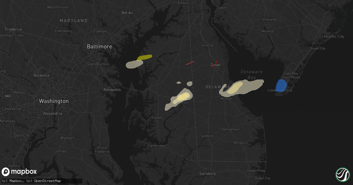 Hail map in Ridgely, MD on August 20, 2026