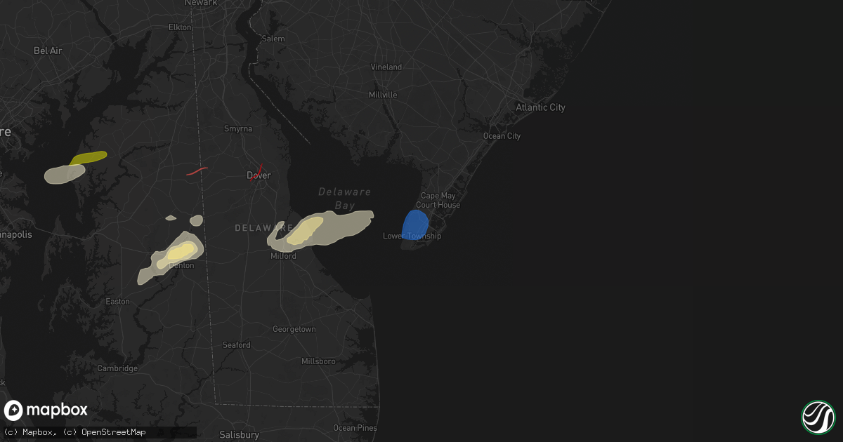 Hail map in Rio Grande, NJ on August 20, 2026