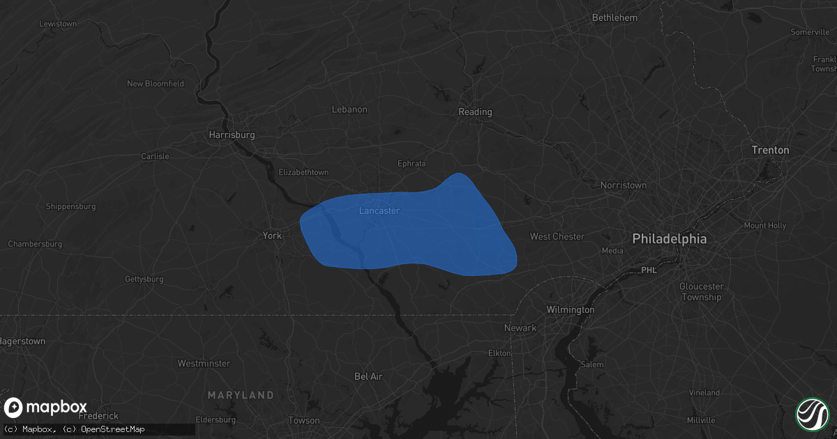 Hail map in Ronks, PA on August 20, 2026