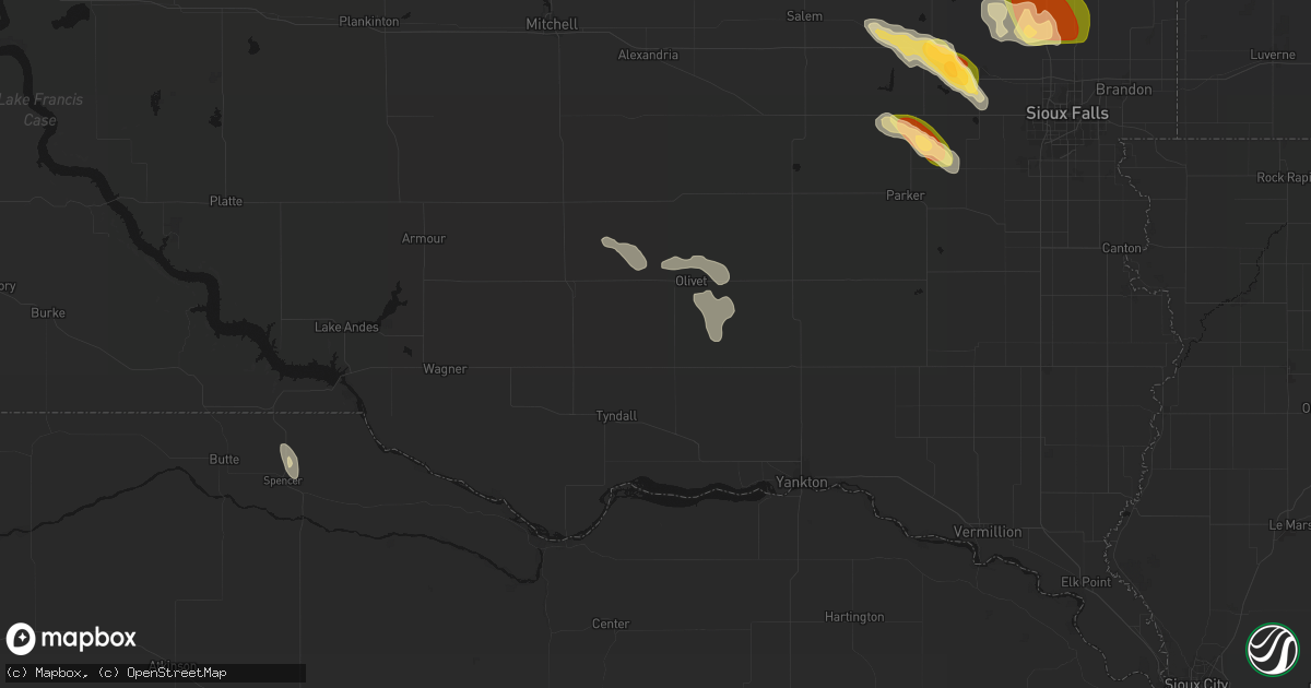 Hail map in Scotland, SD on August 20, 2026