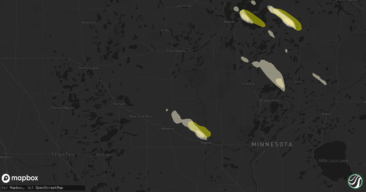 Hail map in Sebeka, MN on August 20, 2026