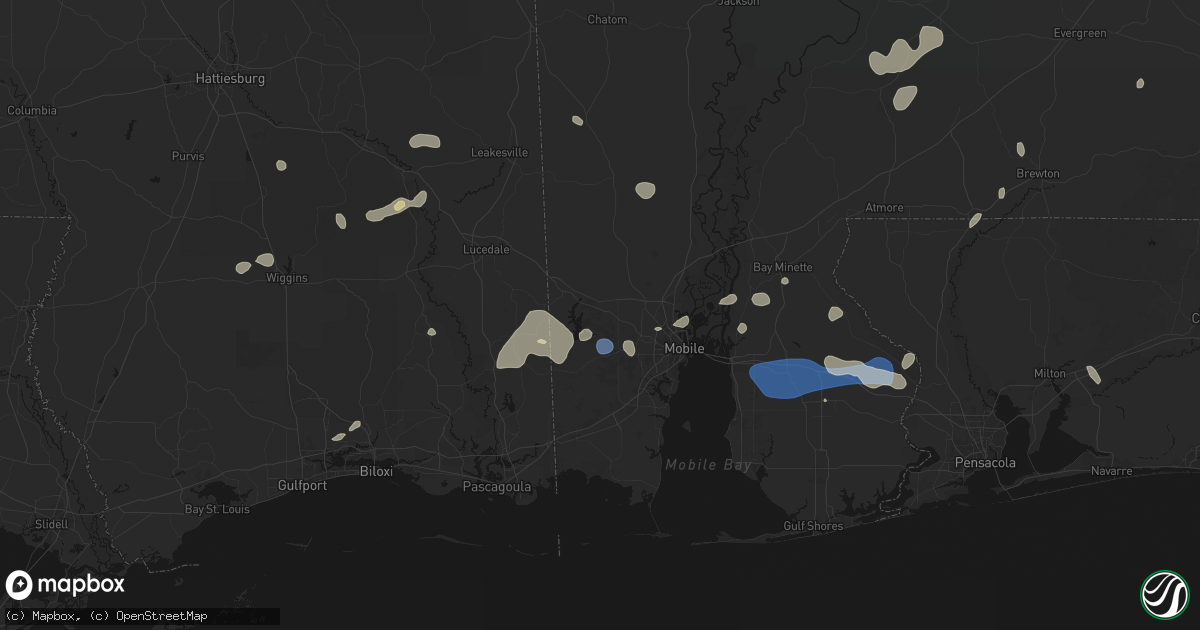 Hail map in Semmes, AL on August 20, 2026