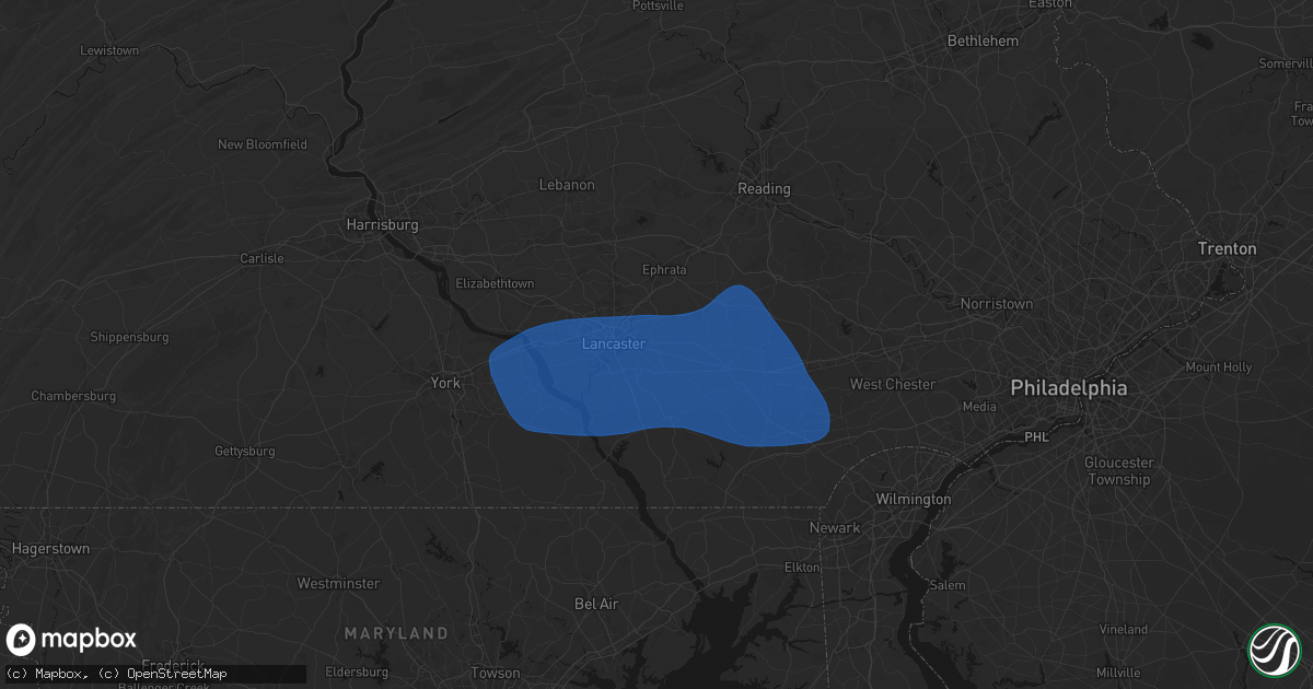 Hail map in Smoketown, PA on August 20, 2026