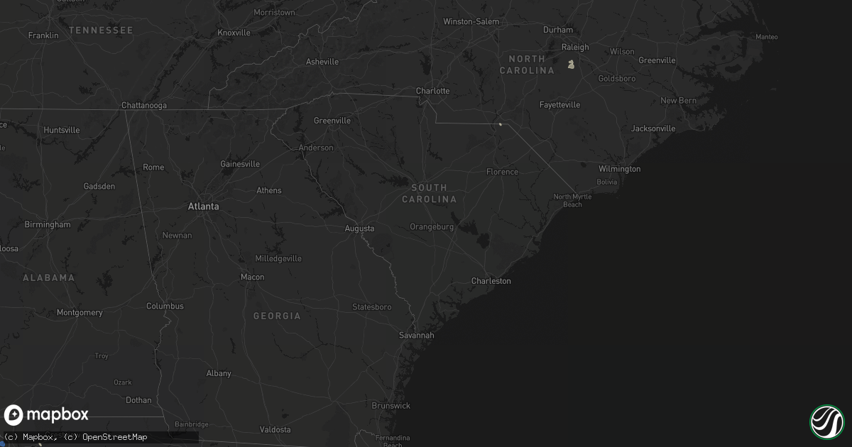 Hail map in South Carolina on August 20, 2026