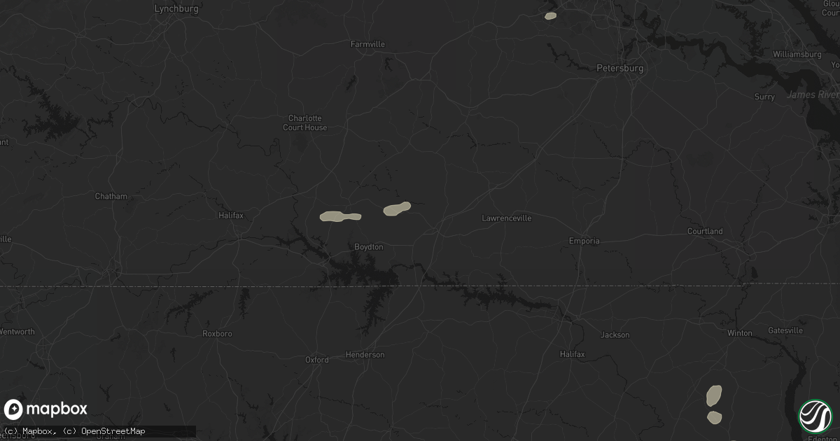 Hail map in South Hill, VA on August 20, 2026