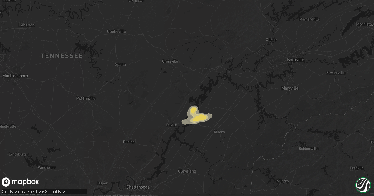 Hail map in Spring City, TN on August 20, 2026
