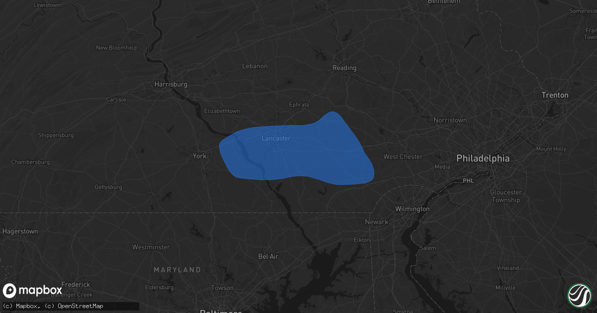 Hail map in Strasburg, PA on August 20, 2026