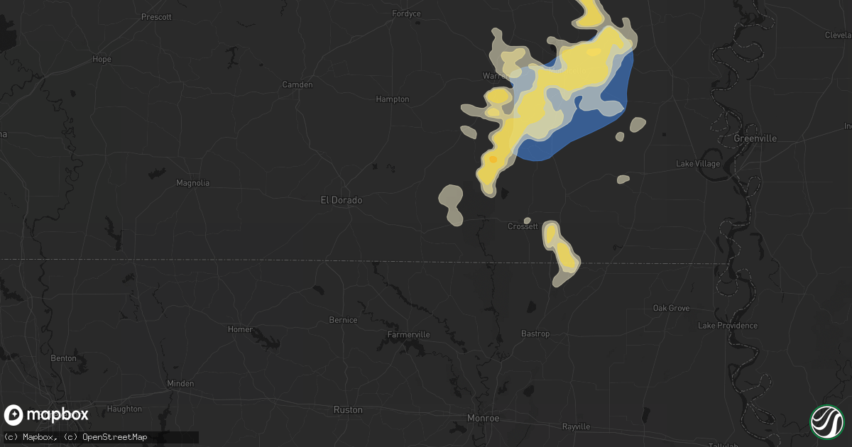 Hail map in Strong, AR on August 20, 2026