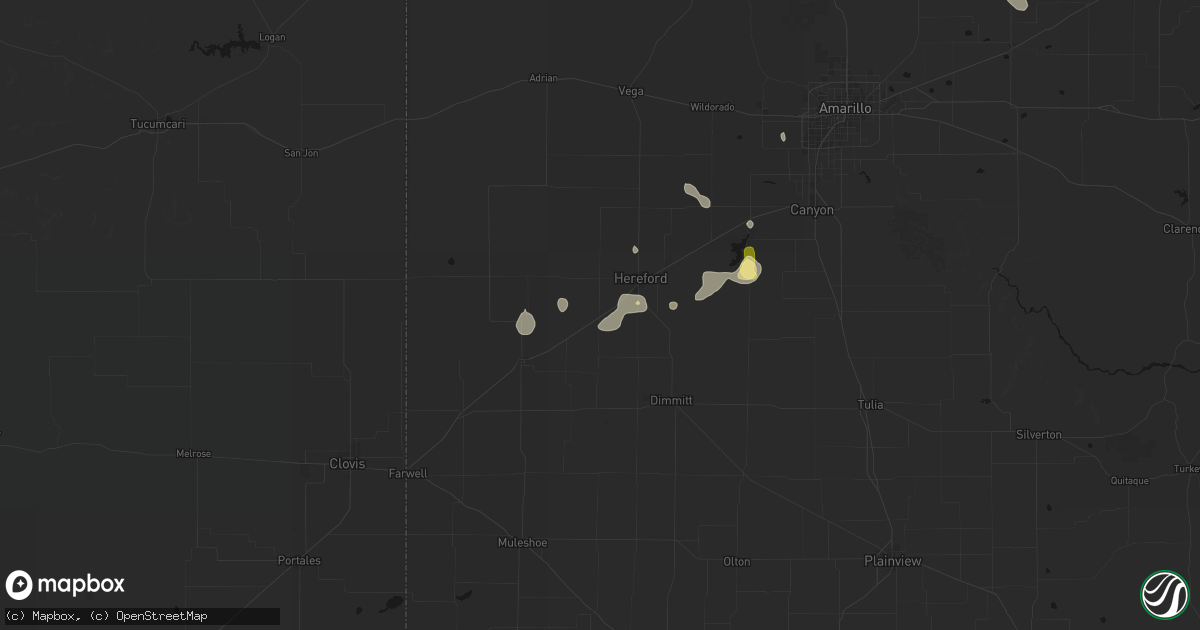Hail map in Summerfield, TX on August 20, 2026