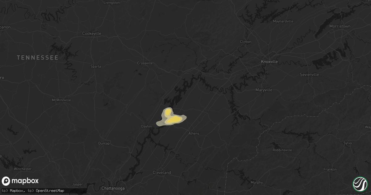 Hail map in Ten Mile, TN on August 20, 2026