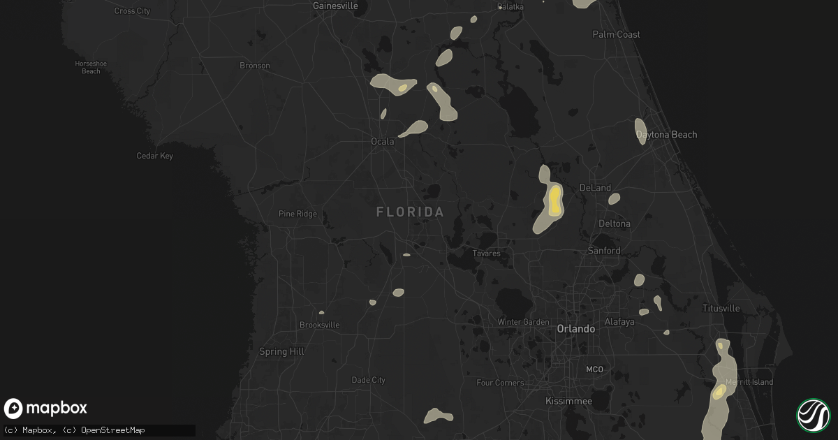 Hail map in The Villages, FL on August 20, 2026