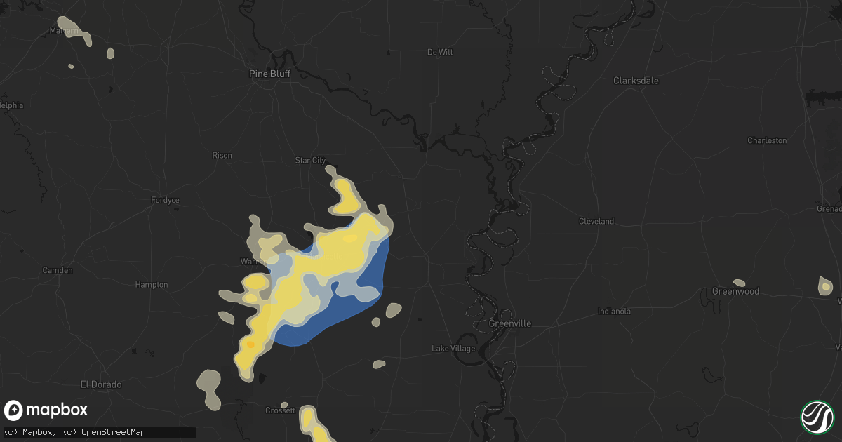Hail map in Tillar, AR on August 20, 2026