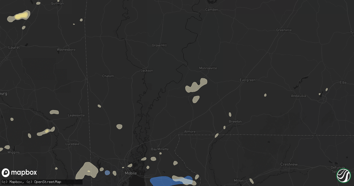 Hail map in Uriah, AL on August 20, 2026