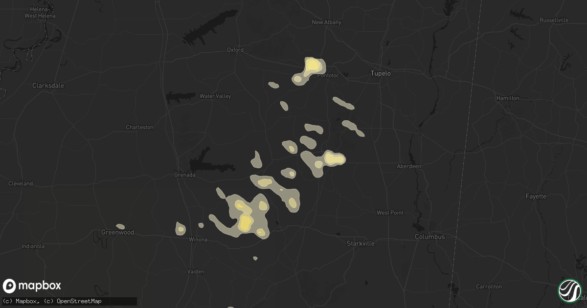 Hail map in Vardaman, MS on August 20, 2026