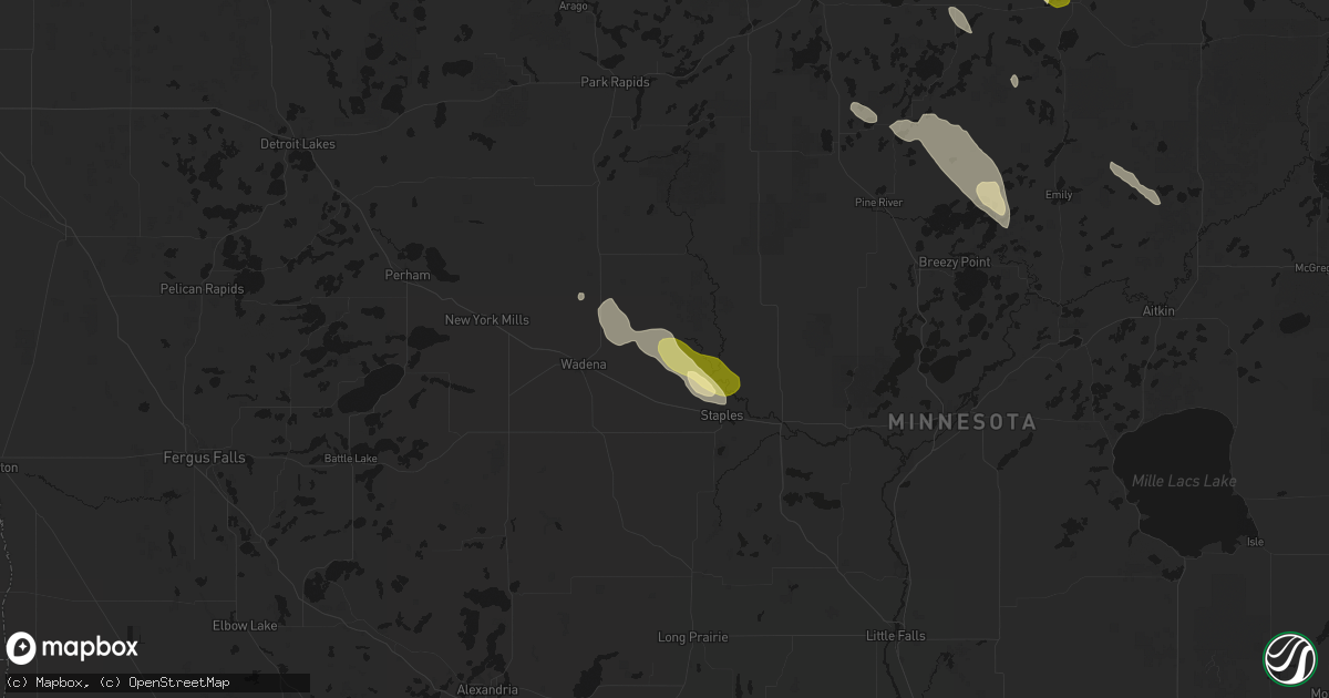 Hail map in Verndale, MN on August 20, 2026