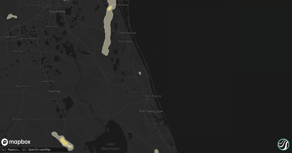 Hail map in Vero Beach, FL on August 20, 2026