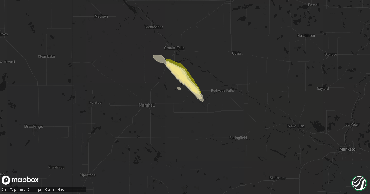 Hail map in Vesta, MN on August 20, 2026