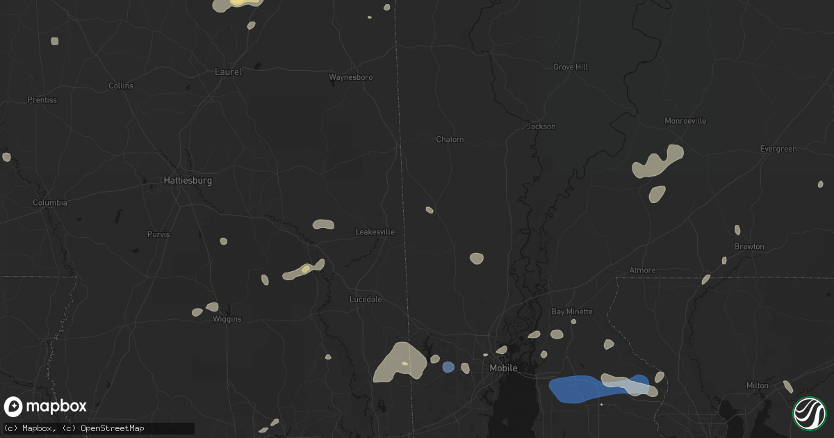 Hail map in Vinegar Bend, AL on August 20, 2026