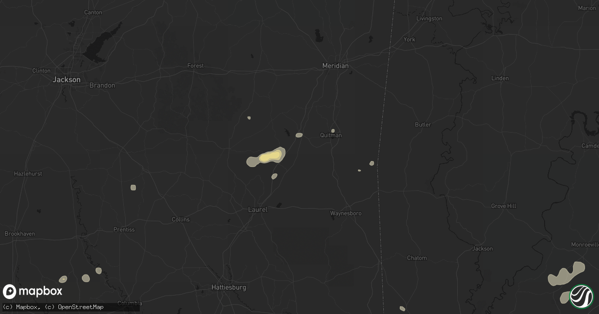 Hail map in Vossburg, MS on August 20, 2026