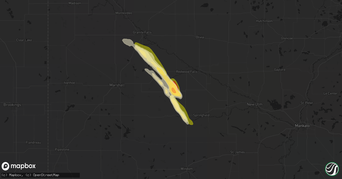 Hail map in Wabasso, MN on August 20, 2026