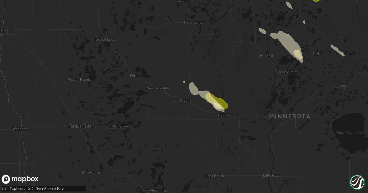 Hail map in Wadena, MN on August 20, 2026