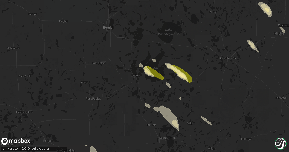 Hail map in Walker, MN on August 20, 2026
